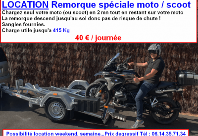 Location Remorque porte moto à Ondres