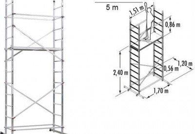 Location Echafaudage jusqu’à 5,5m aluminium et roulettes à Ceyrat