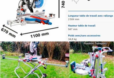 Location Scie à onglet radiale + chariot de transport XXL Bosch pro à Martigne ferchaud